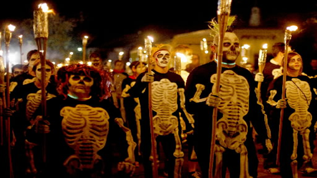Halloween Fun Fact: Dressing up as ghouls and other spooks originated from the ancient Celtic tradition of townspeople disguising themselves as demons and spirits. The Celts believed that disguising themselves this way would allow them to escape the notice of the real spirits wandering the streets during Samhain.